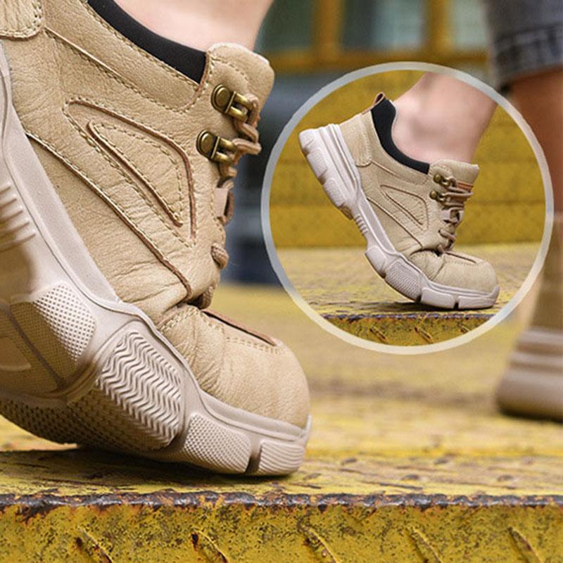 Oulylan Safety Shoes Men Steel Toe Work Shoes Anti-smash Anti-puncture Indestructible Shoes Protective Boots Tactical Boots