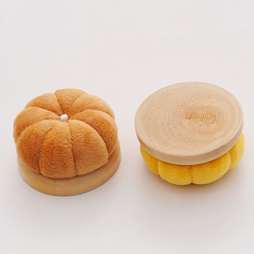 Creative Pumpkin Pin Cushion Solid Color Pumpkin Shape Pumpkin Shape Needle Pincushions with Wooden Base DIY Craft