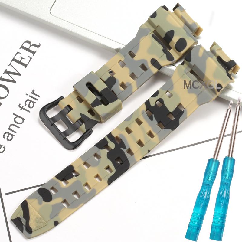 Pryskyřičný řemínek k hodinkám pro Casio GW9100 GW9200 Pánský TPU pásek Sportovní vodotěsné řemínky Camouflage doplňky