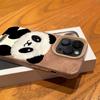 Panda Doll Imitation Leather Phone Case For iPhone 17 Pro Max 16 Plus 15 14 13 12 11 XS X XR 17 Air Shockproof Soft Bumper Cover