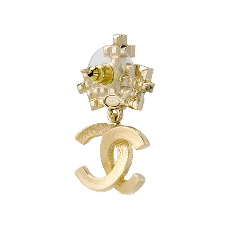 CHANEL Pearl Crown Earrings Women's