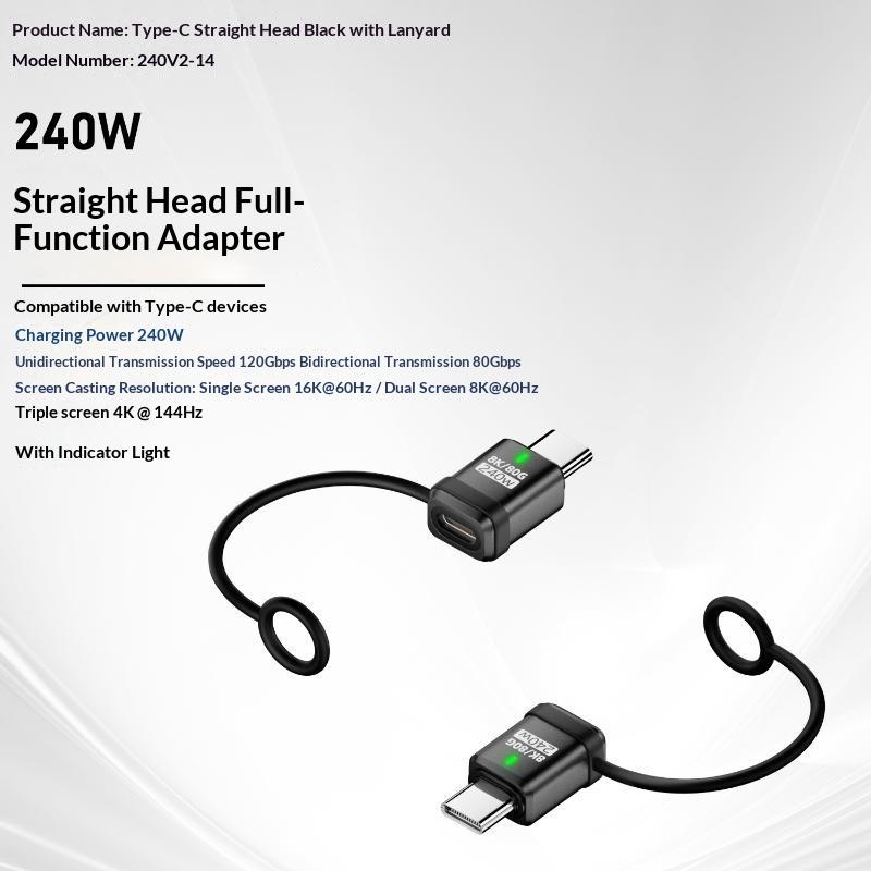 USB4 240W PD 5A Right Angle USB C to Type C Converter Fast Charging Data Sync Adapter for Car Camping Trip Charging