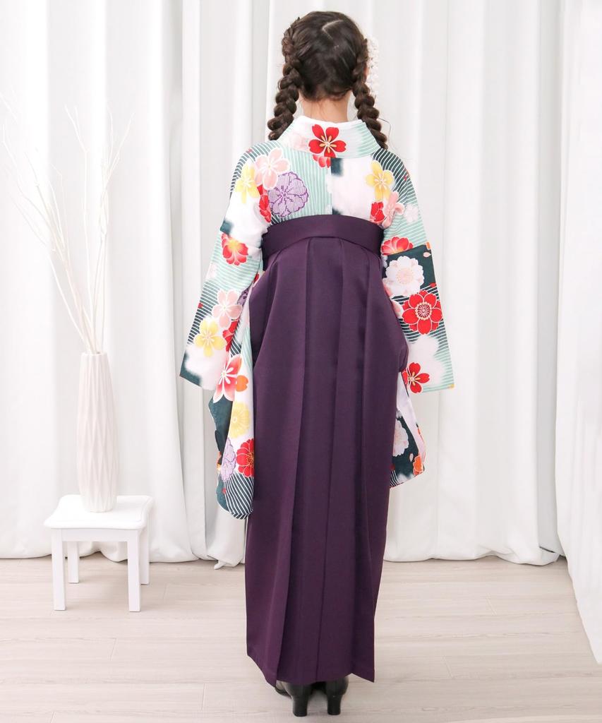 Hakama Graduation Elementary School Graduation Ceremony Elementary School Hakama Hakama Gorgeous Junior String Bottom Green [KYOETSU] Set, Ceremony,