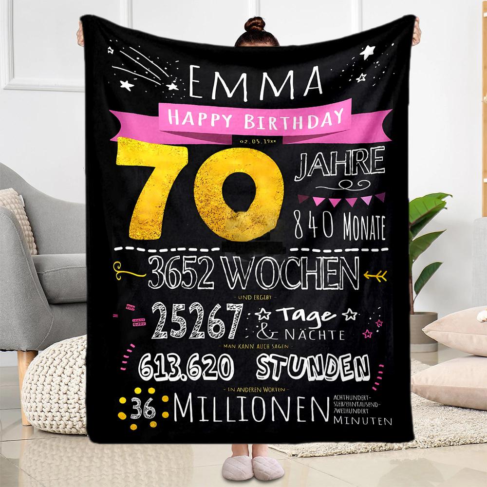 1pc Happy 70th Birthday Celebration blanket Soft and Warm for Sofa Office Camping Travel Livingroom Great Gift for Friends and Family Comfortable