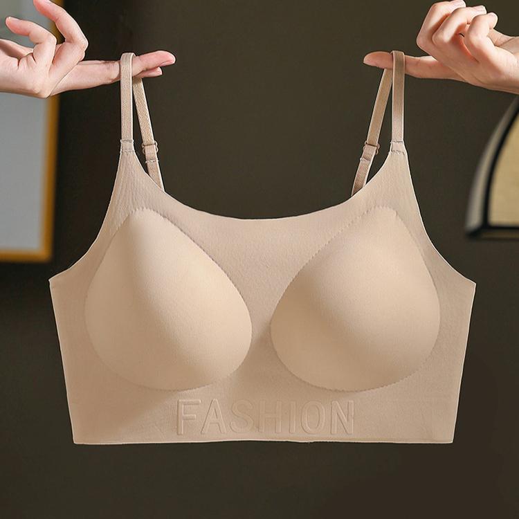 Sommer Dünner BH Damen Fixierte Schale Weste Unsichtbarer BH Nahtloser BH