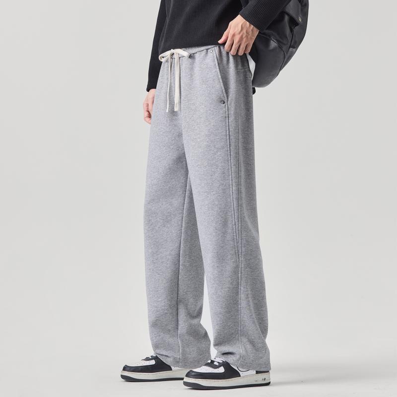 Spring Autumn Loose Casual Elastic Waist Wide Leg Sweatpants Male Lounge Pants Men Drawstring Trousers
