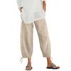Hosen für Damen, lässig, Sommer, einfarbig, elastisch, hohe Taille, Baumwolle und Leinen, lockere Hosen, Crop-Hose