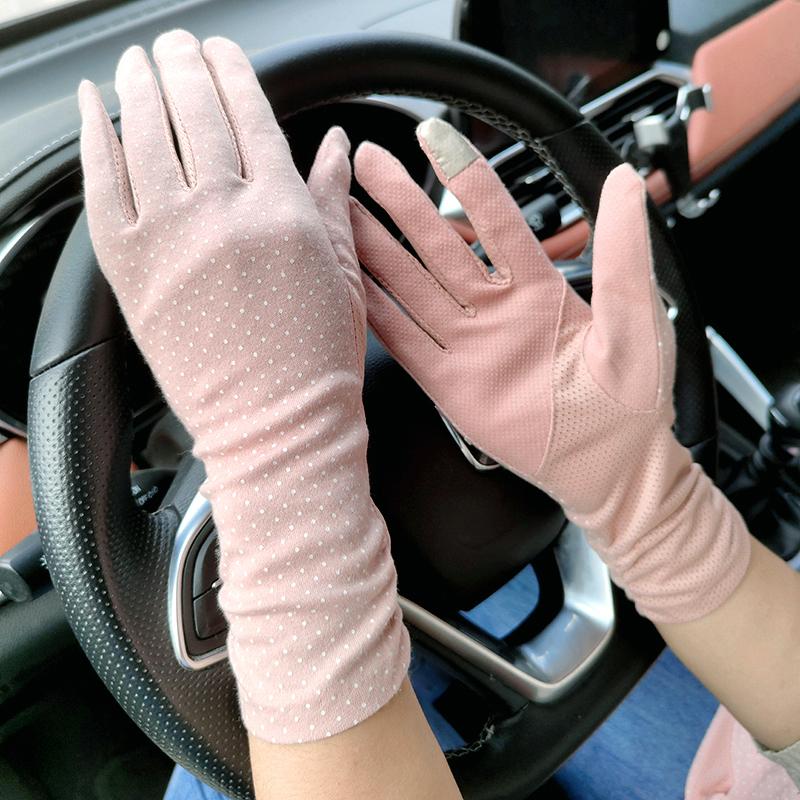 New Fashion Gloves Women Mid-long Summer Cotton Black Print Cycling Thin Touch Screen Bike Car Driving Gloves for Women