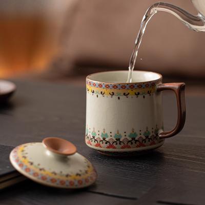 Dunhuang Merchandise Mug Ceramic Water Cup with Lid Ru Kiln Tea Cup Office Tea Cup Mid-Autumn Festival Gift