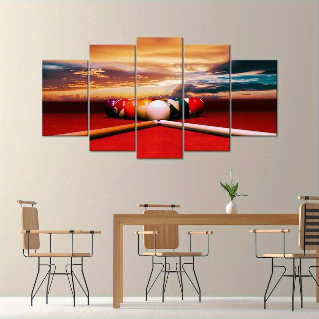 Poster Tavolo da Biliardo, Adatto per Soggiorno, Decorazione Casa, Arte a Tema Sportivo, Appassionati di Giochi e Intrattenimento, Senza Cornice
