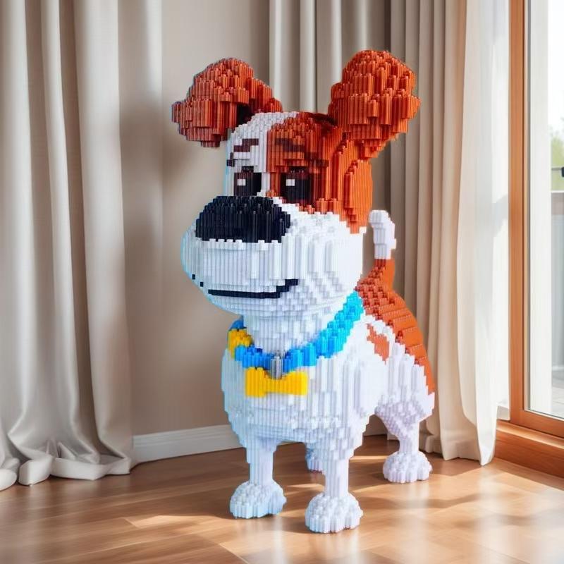 

3698-Piece Mini Dog Building Block Toy - Cute DIY Puzzle, Brown and White Pixel Design, Interlocking Plastic Blocks, Suitable for Parties