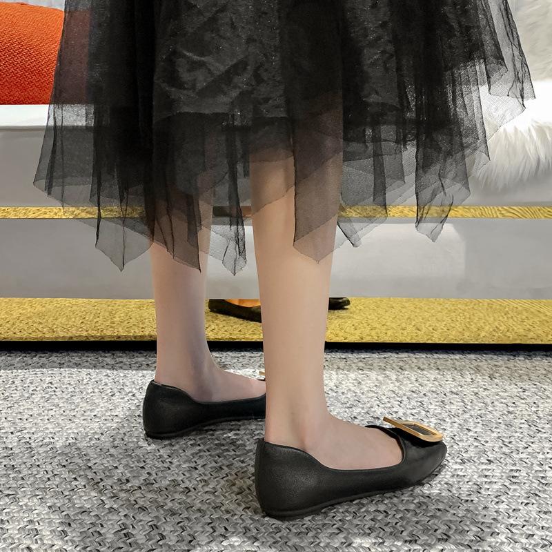 Flat-soled Single Shoes Women's 2025 New Autumn Shallow Soft-soled One-pedal Doudou Ladyshoes Large-size Women's Shoes 41-43 Summer