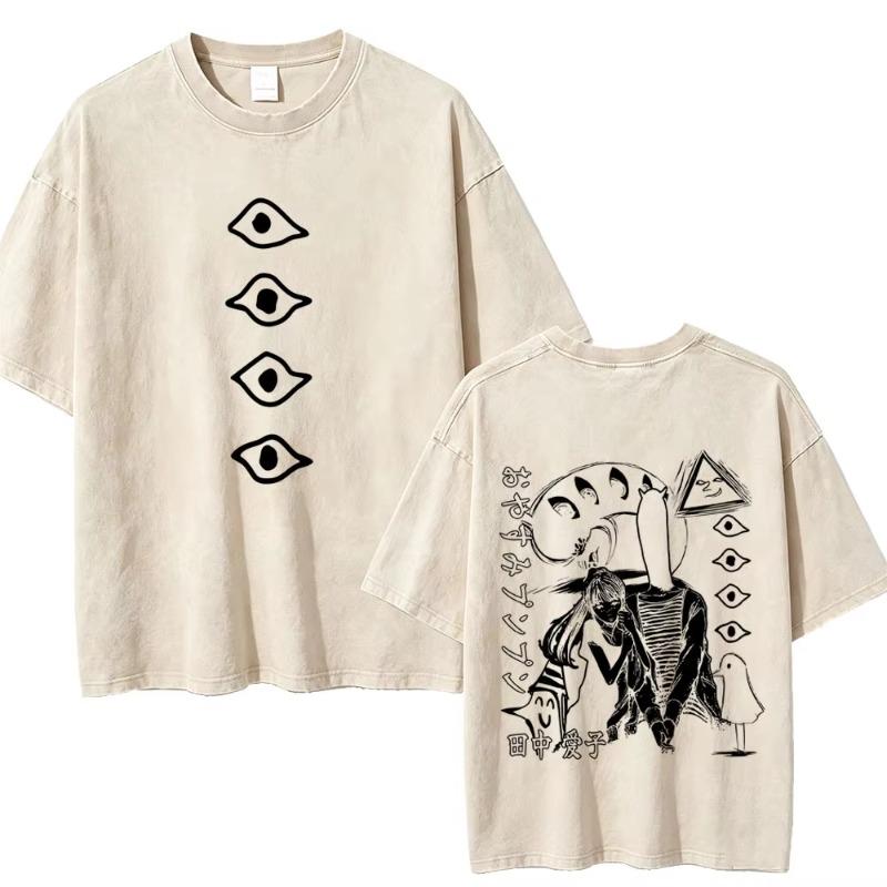 Washed Vintage Anime Oyasumi Goodnight Punpun Onodera T-shirt Aiko Tanaka Graphic T Shirts Men Women Manga Oversized T-shirts