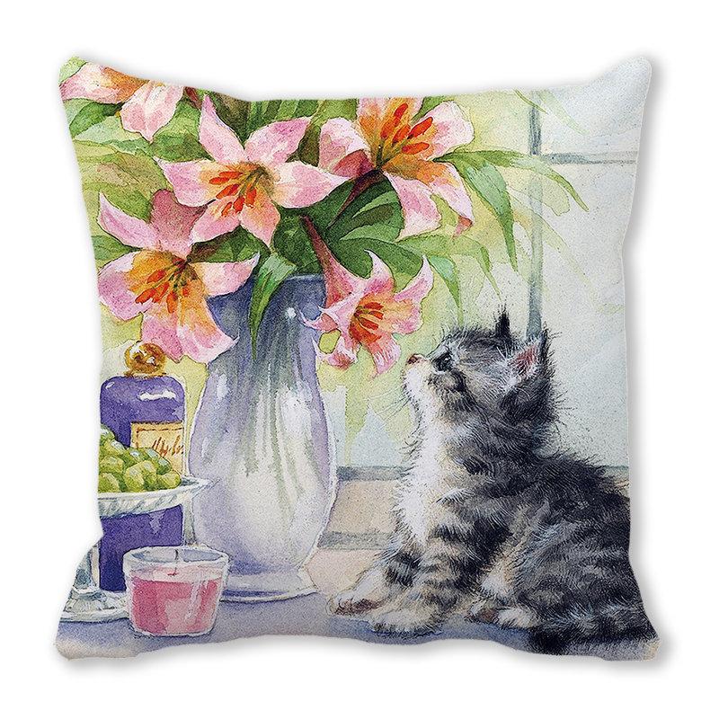 45x45cm pfirsichfarbenes Samt-Katzenkissen, weich und niedlich, Weihnachts-Sofakissen, festliche Heimdekoration,  (abnehmbar und waschbar)