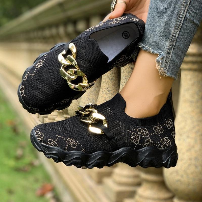 2025 Neue Bequeme Sneaker Flats Slip-on Damen Vulkanisierte Schuhe Mode Metall Dekoration Outdoor Lässig Atmungsaktive Sneaker