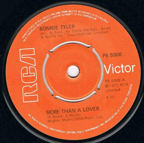 

7inch Record BONNIE TYLER - More Than A Lover PB5008 RCA Victor 1977 UK Rock Used