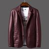 Heren Koreaanse Stijl Slim Fit Leren Jas - Stijlvolle Pak Bovenkleding voor Lente/Herfst Motorfiets Mode