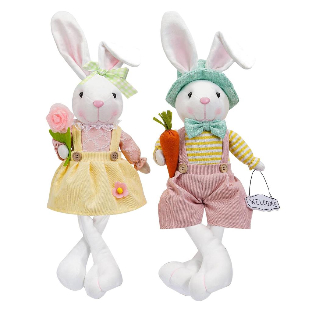 Easter Bunny Animal Toy Easter Sculpture Easter Party Decoration Realistic Easter Figures for Kitchen Office