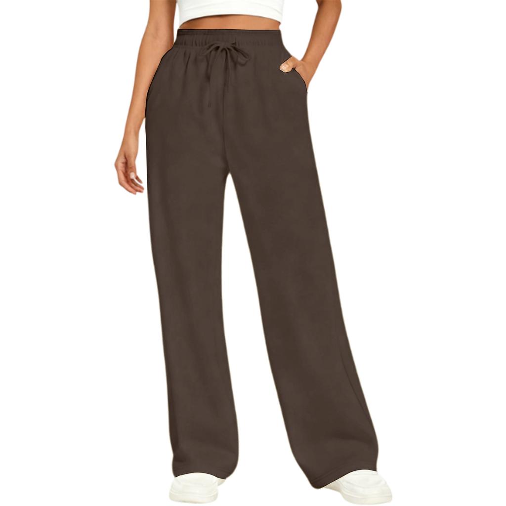 Pantaloni da jogging casual unisex a vita alta elasticizzati a gamba larga con coulisse