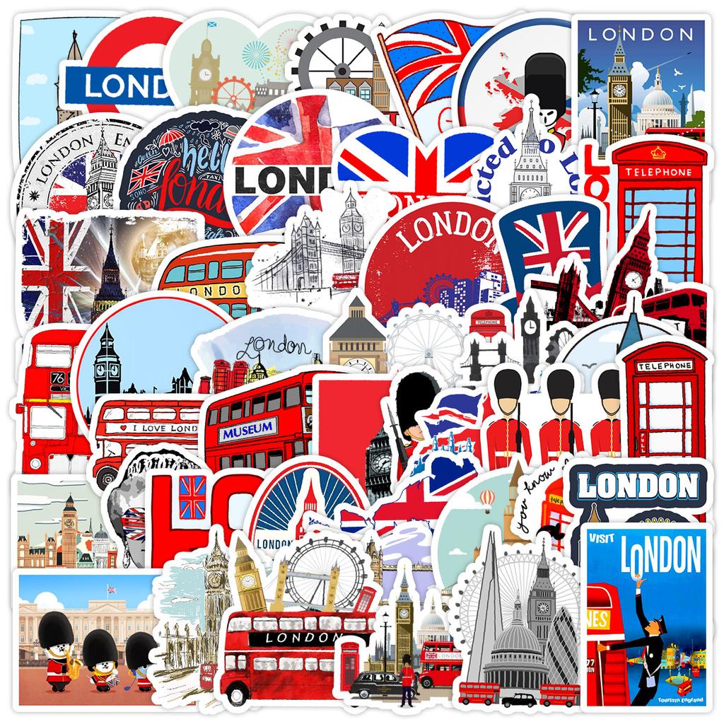 50 Trendy Brand British Style Notebook Skateboard Suitcase Water Cup Graffiti Decoration Stickers