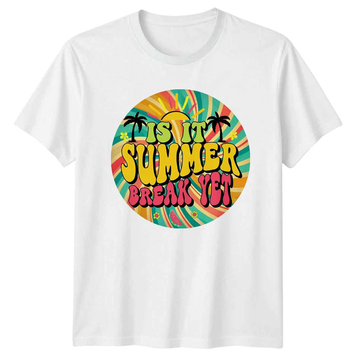 Is It Summer Break Yet T-Shirt Groovy Retro Vacation Summer Holiday XXXXL