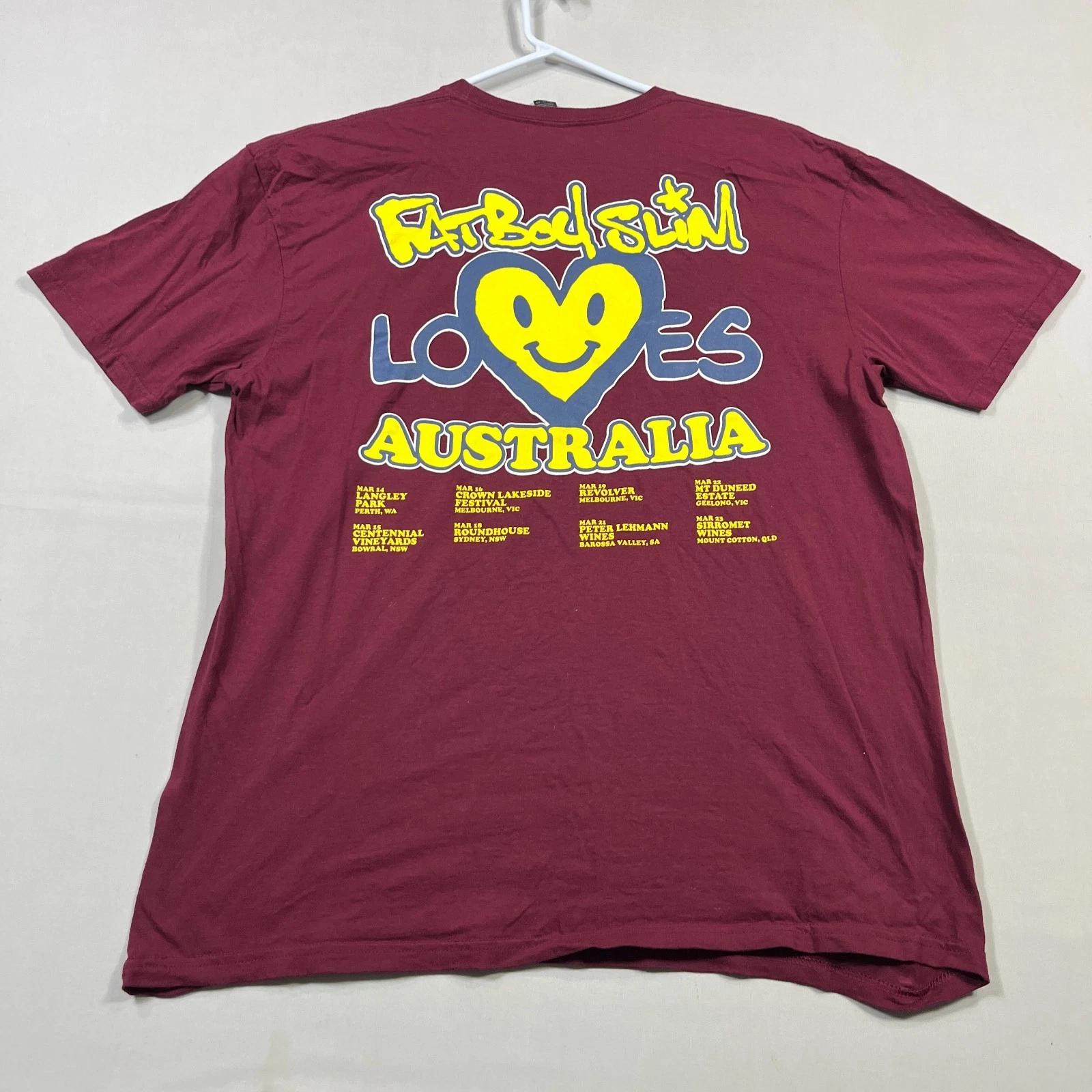 

Fatboy Slim T Shirt Aus 2024 Tour Gildan Genuine Cotton Tee Mens XL L