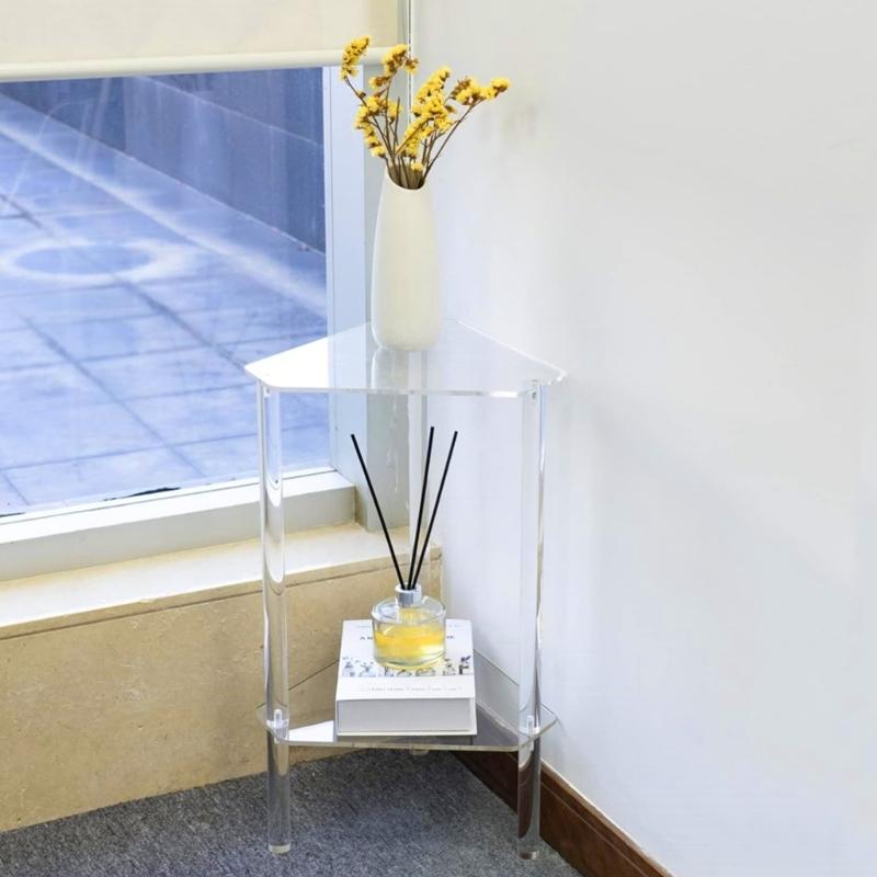 Acrylic Coffee Table Clear Multipurpose Furniture Sturdy Side Table Transparent Desk Polygonal Shape Bedroom Nightstand