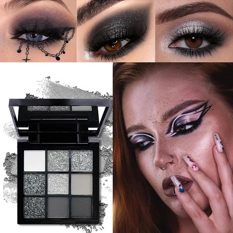 9-Farben Lidschattenpalette Glitzer Perlmutt Matt Lidschatten Schimmer Make-up Lang anhaltend Frauen Schönheit Augenkosmetik Lila Rot