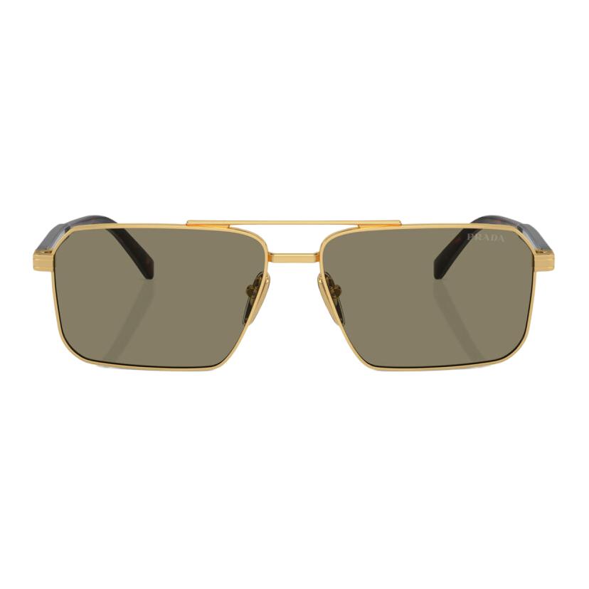 Prada Rectangular Sunglasses With Letter Decoration Men Sunglasses Brown PRA57S5AK90F