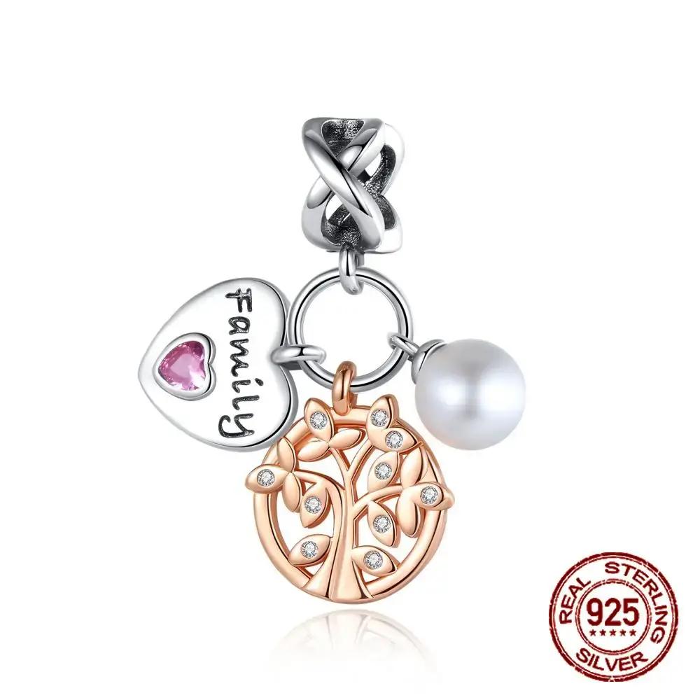 Copper Heart Shaped Daughter Mom Charm Beads Fit 4Mm Hole Diameter Bracelets Fine Diy Mother'S Day Jewelry Gift