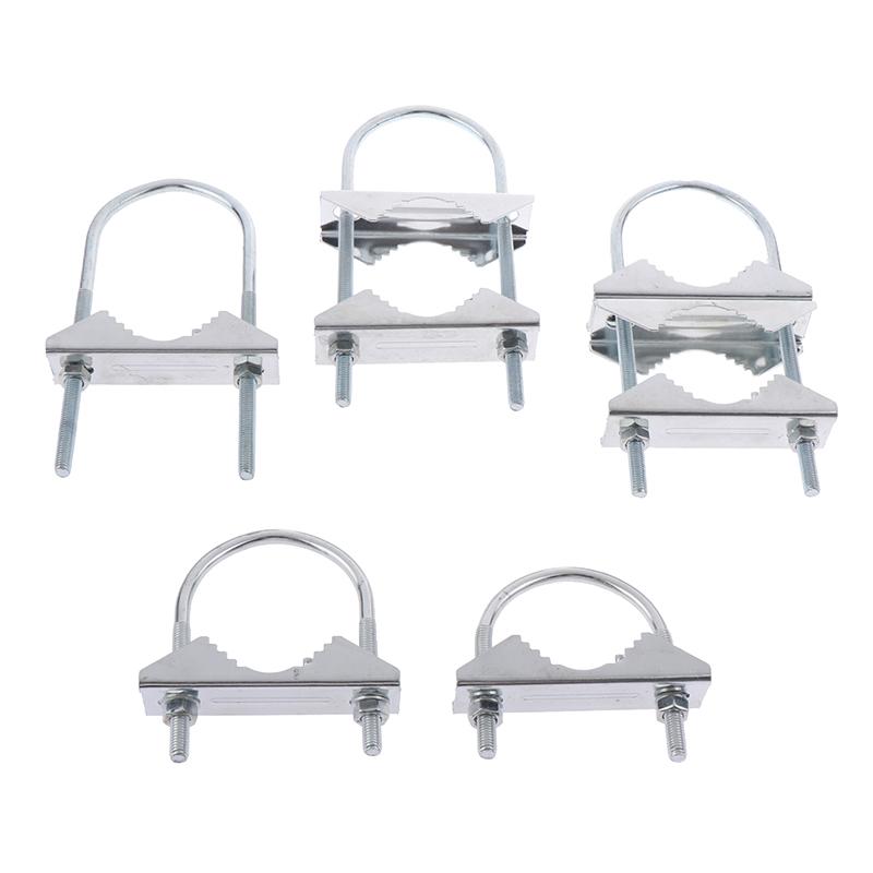 M6U Bolts Heavy Duty Anti-Rust Mast To Mast Mount Bracket Kit For TV CB Ham Double Antenna Mast Clamp V Jaw Block