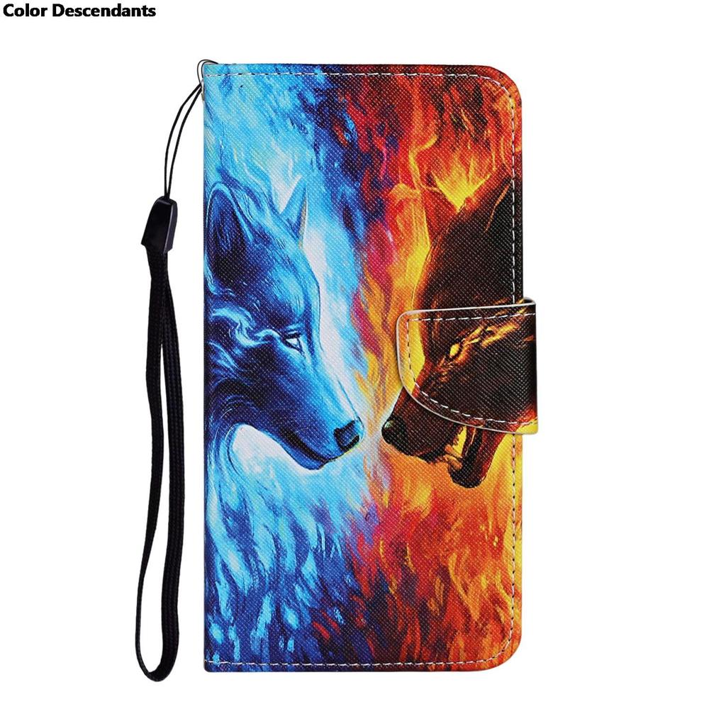 Painted Leather Case for Redmi Note 10 10S 11 11S Pro 5G 10C 8T Flip Wallet Card Slot Holder Phone Book Cover Flower Cat