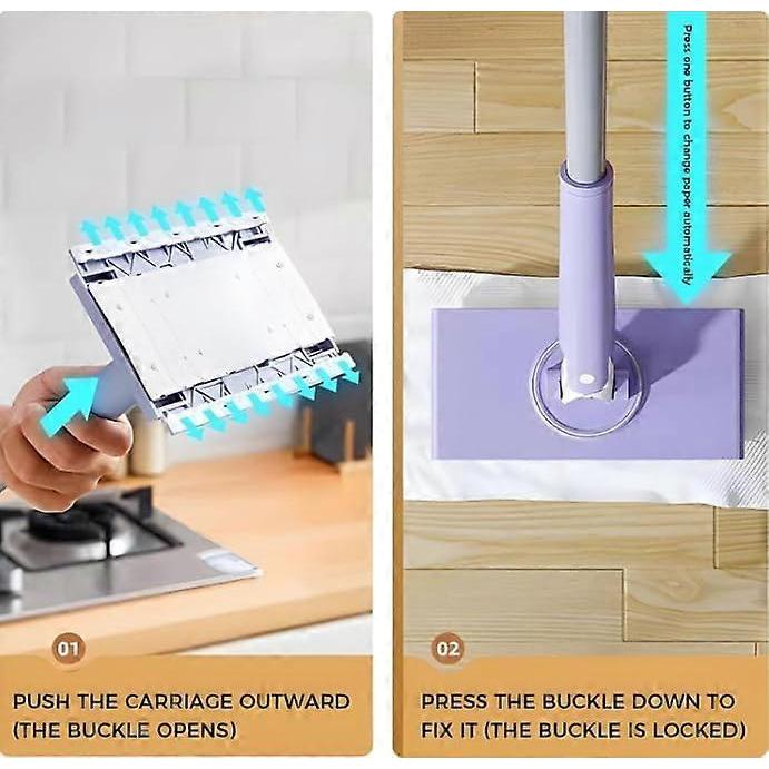 Automatic Cloth Changing Mini Mop, Hands-Free Mini Mop Compatible with Face Towels or Disposable Wipes, with 360Rotating Head