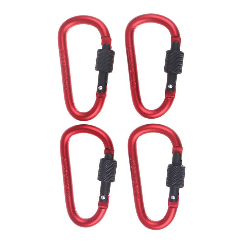 4Pcs 7.5*4.0cm D-shape Aluminum Alloy Carabiner Clips With Screw Gate Carabiners Hiking Clips EDC Outdoor Camping Equipment Hook