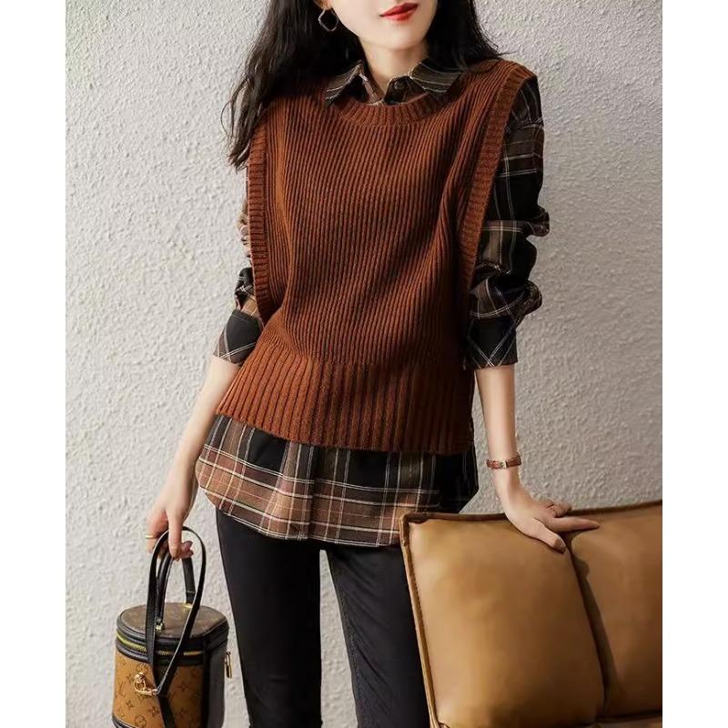 Women S French Style Loose Knit Sleeveless Vest Autumn Winter Outerwear