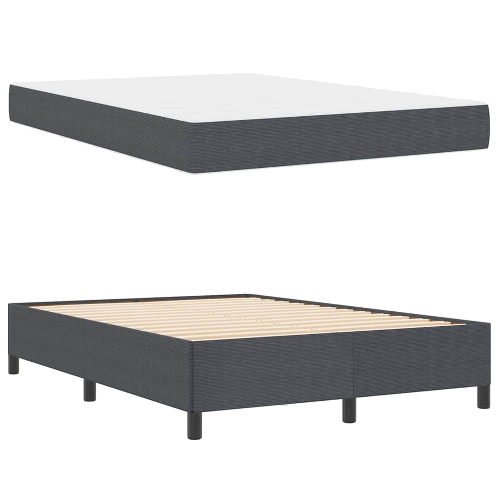Bed Frame with Mattress Dark Grey 140 x 190 cm Fabric
