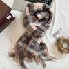 New Popular Tassel Imitation Cashmere Plaid Scarf Women's Senior Sense Autumn and Winter Long Thermal Shawl Commuter College Style