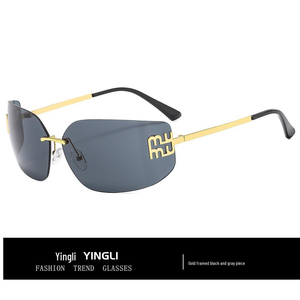 

Жіночі сонцезахисні окуляри Miu Miu Y2K без оправи, в стилі Чжан Юаньін