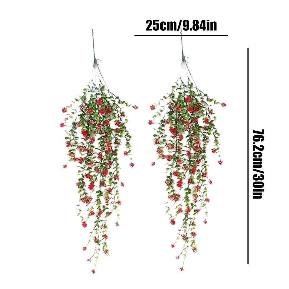 Artificial Hangable Plants 2Pieces Artificial Eucalyptus Greenery Realistic UV Resistant Wall Decoration For Living Room Patio