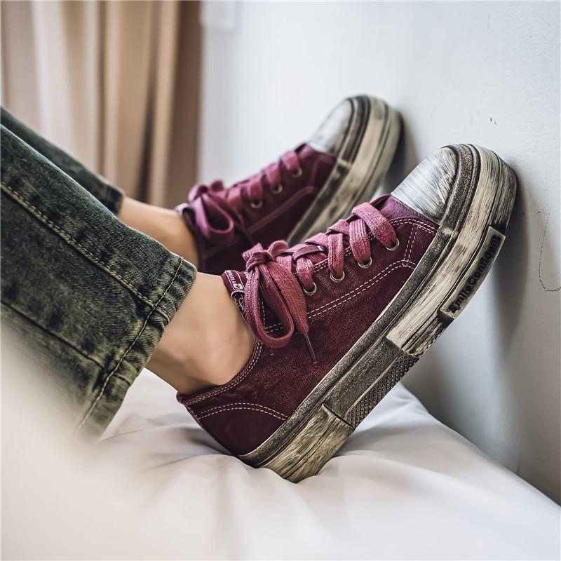 Black Four Seasons Men's Cloth Shoes Fashionable retro Make dirty style Leisure Outdoor Party Street walking youth shoes