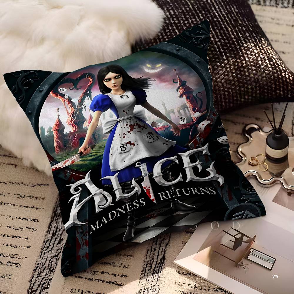 A-Alice M-Madness R-Returns Classic Cushion Cover Car Throw Pillow Case For Sofa Car Christmas Gift 40X40Cm 45X45Cm
