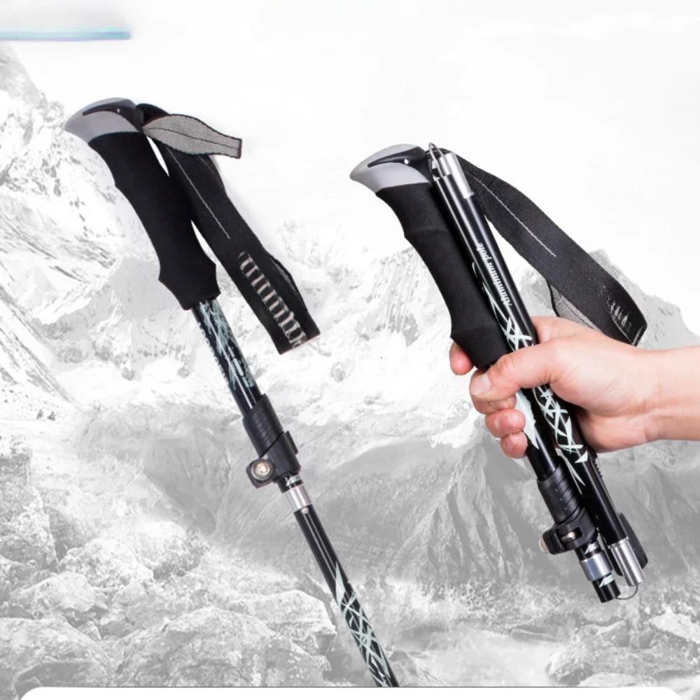 Foldable Trekking Poles Climbing Hiking Stick Baton Telescopic Cane Crutches Walking Cane Outdoor Equipment