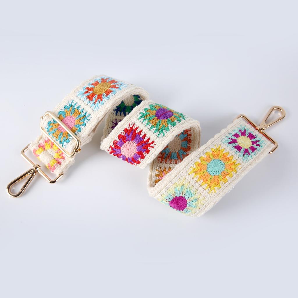 New Versatile Women's Bag Strap Bohemian Embroidered Webbing Crossbody Strap Adjustable Length Single Shoulder Strap Accessories