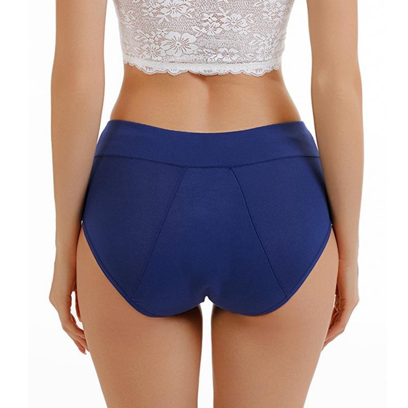 Women's Mid-waist Solid Color Menstrual Briefs Leak-proof Period Pants Breathable Absorbent Crotch Sanitary Panties