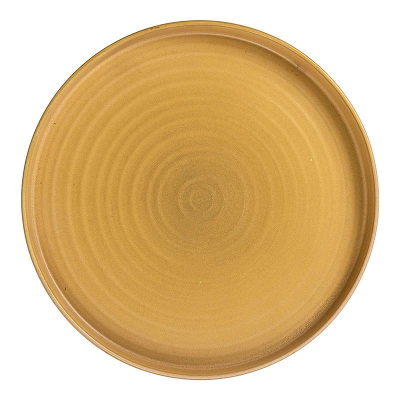 Large Plate Japanese Threaded Plate Steak Plate Retro Style Ceramic Plate Household Tableware Vegetable Plate Round Plate Dinner Plate