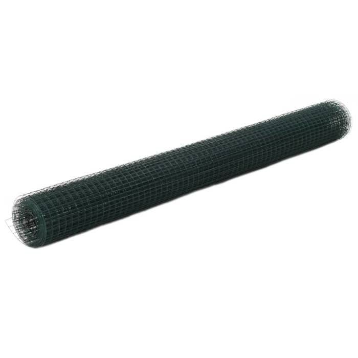 VidaXL Grillage Métal Acier Revêtement PVC 25x1,5 m Carré Vert Clôture Jardin 143636