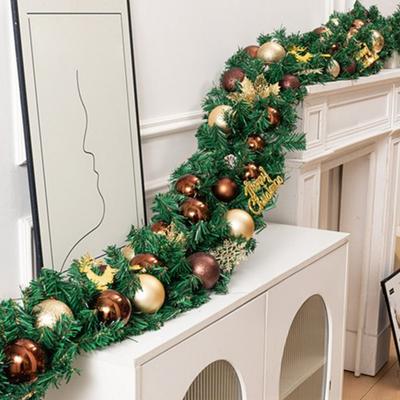 Christmas Norfolk Pine Garland Faux Pine Greenery Garland with Pine Cone Glitter Balls Red Berries for Mantel Staircase Holiday Decor