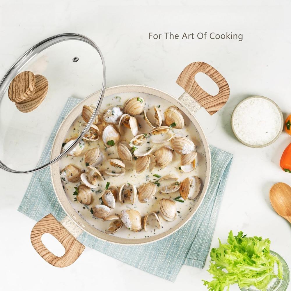 Nonstick Stock Pot Cooking Pot Aluminum, Soup Pot with Lid Non Stick Pot with Stay-cool Handle Non-Toxic Healthy Cooking