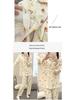 2024 Cute Spring/Autumn Women's Crepe Pajama Set with Chest Pad, Lapel Cardigan, Long-Sleeved Top, and Trousers.
