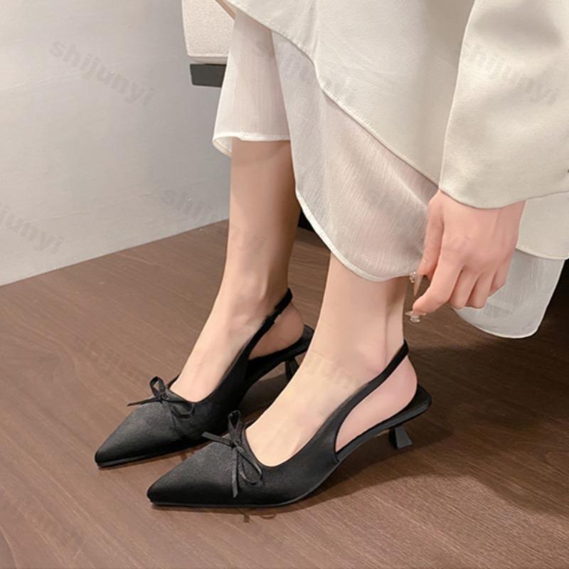 Fashion Women Sandals 2025 Summer Fashion Pointed Toe Butterfly-knot Shoe Ladies Elegant Sexy Thin Heels High Heels Party Club Sandalias